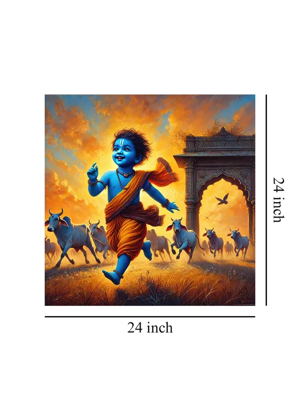 Vibrant_Canvas-Wrapped_Painting_of_Little_Krishna_in_Vrindavan_Wall_Art_Decor_for_Living_Room_and_Offices_24X24_Inches_(FLP24X240531)