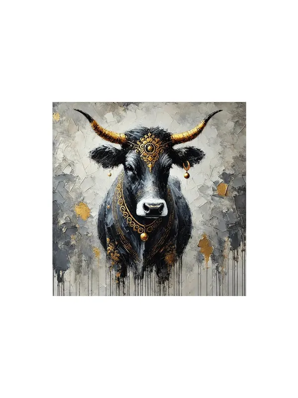 Canvas_Wrapped_Painting_of_Divine_Bull_Nandi_-_Traditional_Indian_Decor_for_Worship_Rooms_-_36X36_Inches(FLP36X360549)