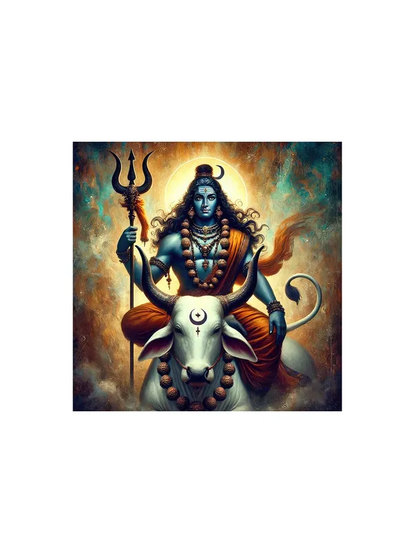 Lord_Shiva_with_Bull_Nandi_Canvas-Wrapped_Painting,_–_Hindu_Mythological_Art_24X24_Inches_(FLP24X240529)