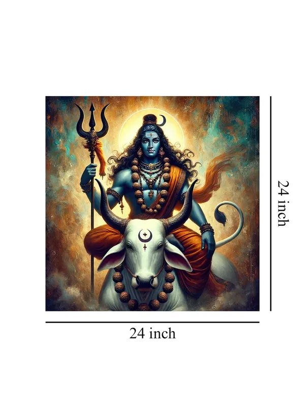 Lord_Shiva_with_Bull_Nandi_Canvas-Wrapped_Painting,_–_Hindu_Mythological_Art_24X24_Inches_(FLP24X240529)