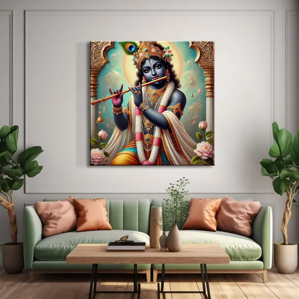 Krishna_with_Flute_Canvas_Painting_-_Divine_Art_for_Home_and_Meditation_Spaces_36X36_Inches_(FLP36X360538)