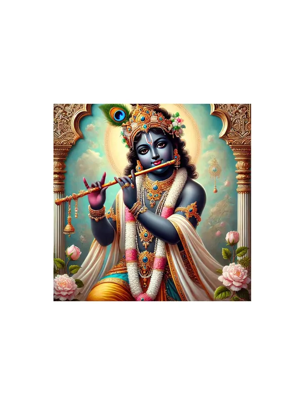 Krishna_with_Flute_Canvas_Painting_-_Divine_Art_for_Home_and_Meditation_Spaces_36X36_Inches_(FLP36X360538)