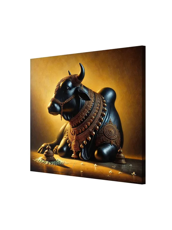 Canvas_Wrapped_Painting_of_Sacred_Nandi_Bull_-_Traditional_Spiritual_Decor_for_Homes_-_36X36_Inches(FLP36X360551)