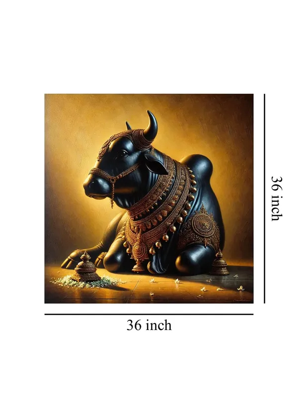 Canvas_Wrapped_Painting_of_Sacred_Nandi_Bull_-_Traditional_Spiritual_Decor_for_Homes_-_36X36_Inches(FLP36X360551)