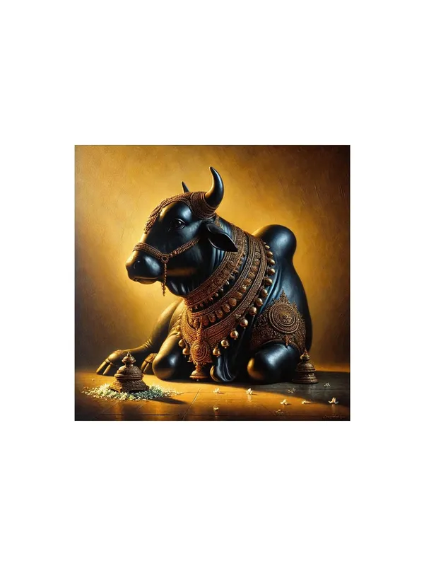 Canvas_Wrapped_Painting_of_Sacred_Nandi_Bull_-_Traditional_Spiritual_Decor_for_Homes_-_36X36_Inches(FLP36X360551)