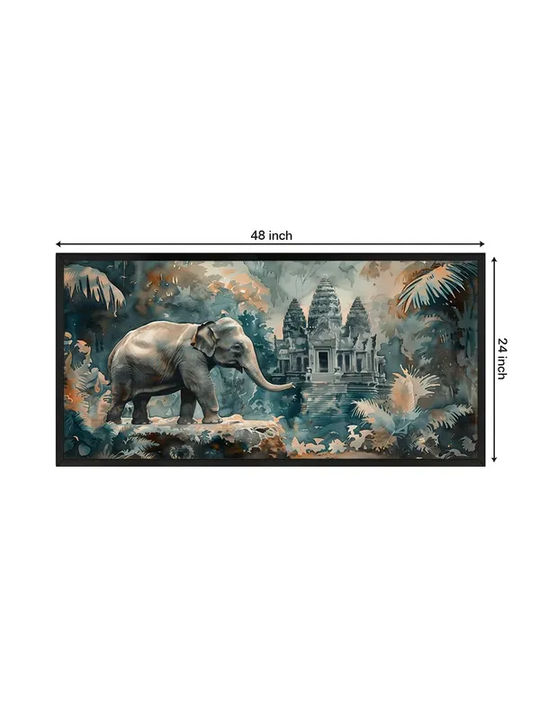 Sunset_Seascape_Canvas_Wall_Art,_Large_Modern_Oil_Painting,_Blue_and_Orange_Mountain_Lake_Scene_with_Boat,_Black_Frame