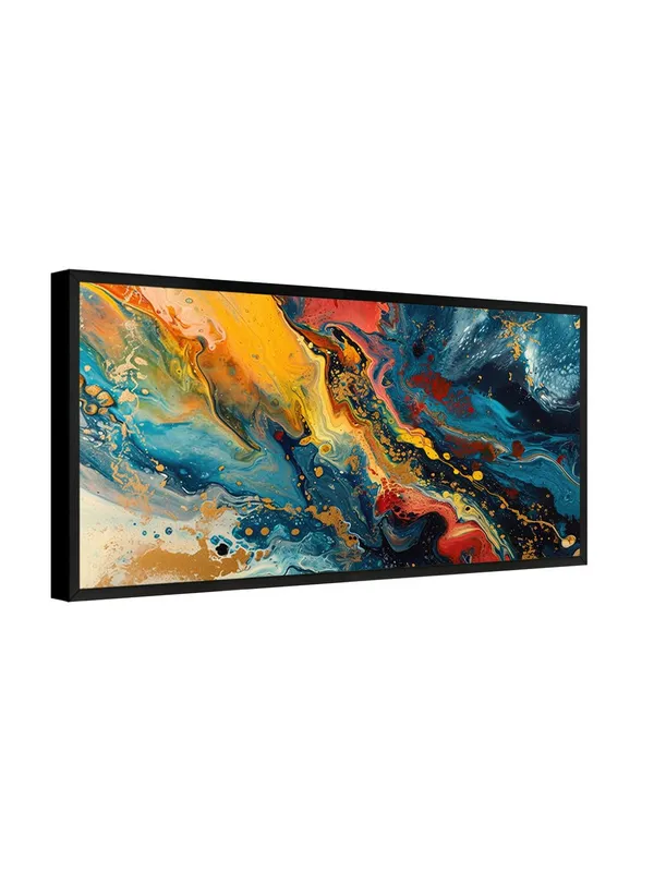 Abstract_Wall_Art_Canvas_Print,_Modern_Fluid_Art_Painting,_Blue_Orange_Yellow_Design,_Black_Frame,_Living_Room_Decor