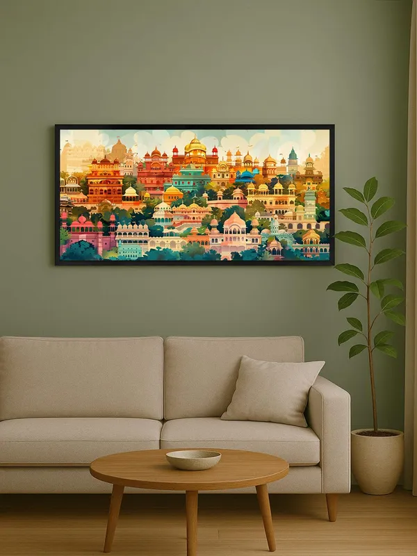 Colorful_Indian_Palace_Architecture_Wall_Art,_Framed_Canvas_Print,_Living_Room_Decor