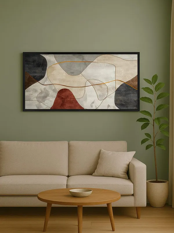 Modern_Abstract_Wall_Art_with_Black_Frame,_Geometric_Design_in_Grey,_Red_and_Gold_Tones,_Contemporary_Home_Décor