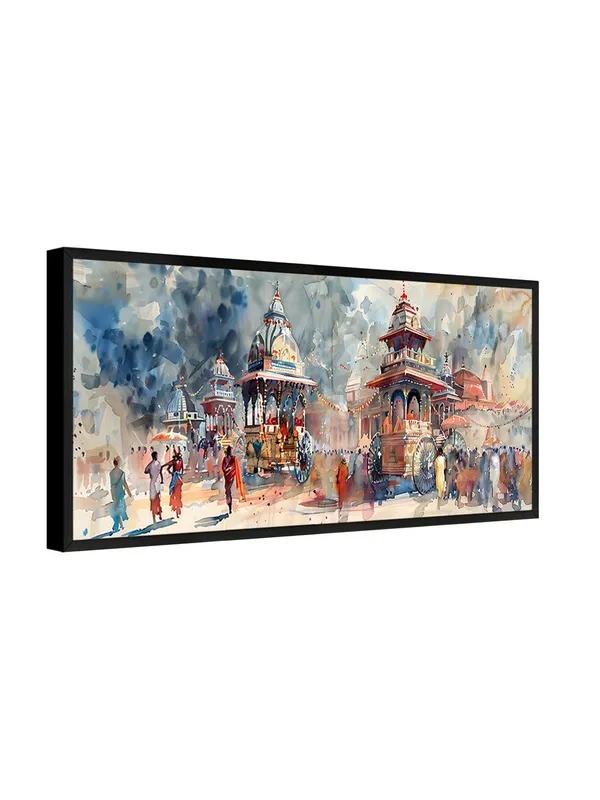 Watercolor_Temple_Art_Framed_Wall_Painting,_Traditional_Architecture_Scene,_Black_Frame