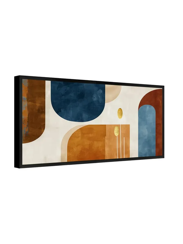 Abstract_Wave_Canvas_Wall_Art,_120_x_60_cm,_Navy_Blue_and_Orange_with_Gold_Lines,_Black_Frame