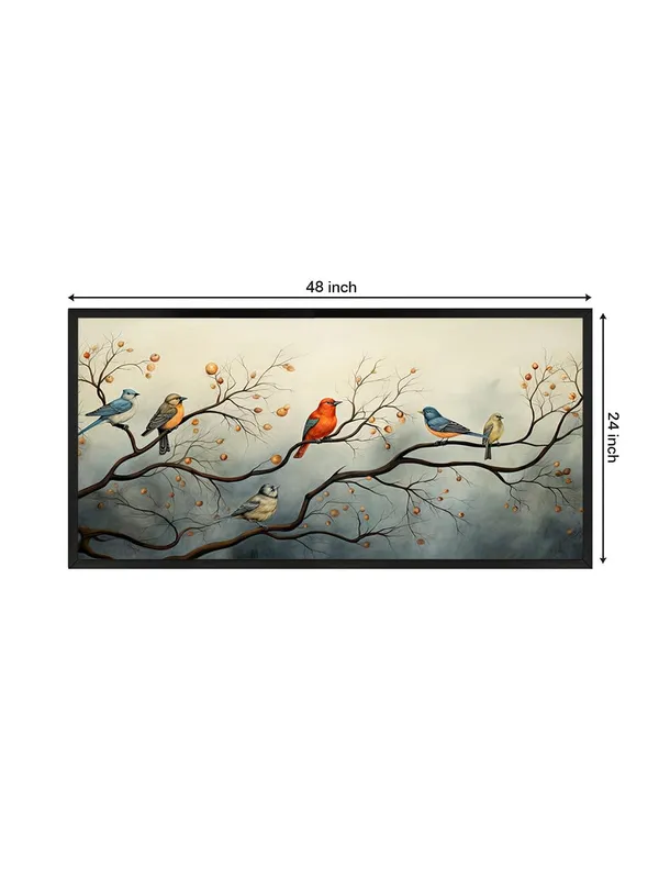 Birds_on_Branch_Canvas_Wall_Art,_120_x_60_cm,_Black_Frame,_Nature_Print_for_Living_Room