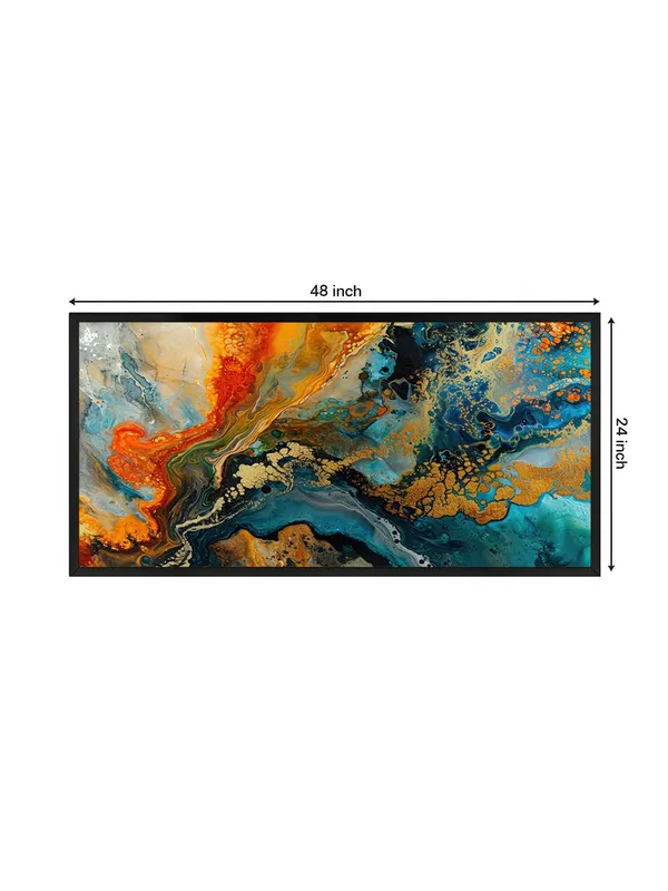Modern_Abstract_Wall_Art_Canvas_Print,_Blue_and_Orange_Fluid_Art_Painting,_Living_Room_Decor,_Black_Frame
