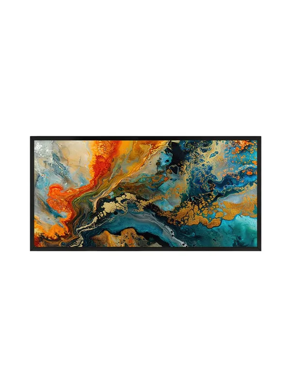 Modern_Abstract_Wall_Art_Canvas_Print,_Blue_and_Orange_Fluid_Art_Painting,_Living_Room_Decor,_Black_Frame