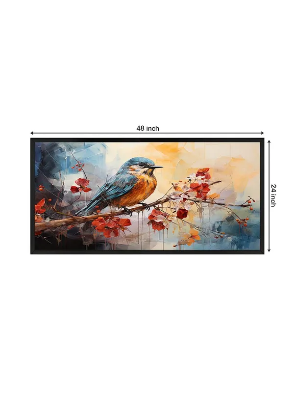 Abstract_Bird_Canvas_Print_Wall_Art_with_Black_Frame,_120_x_60_cm,_Modern_Contemporary_Watercolour_Style,_Multicolour