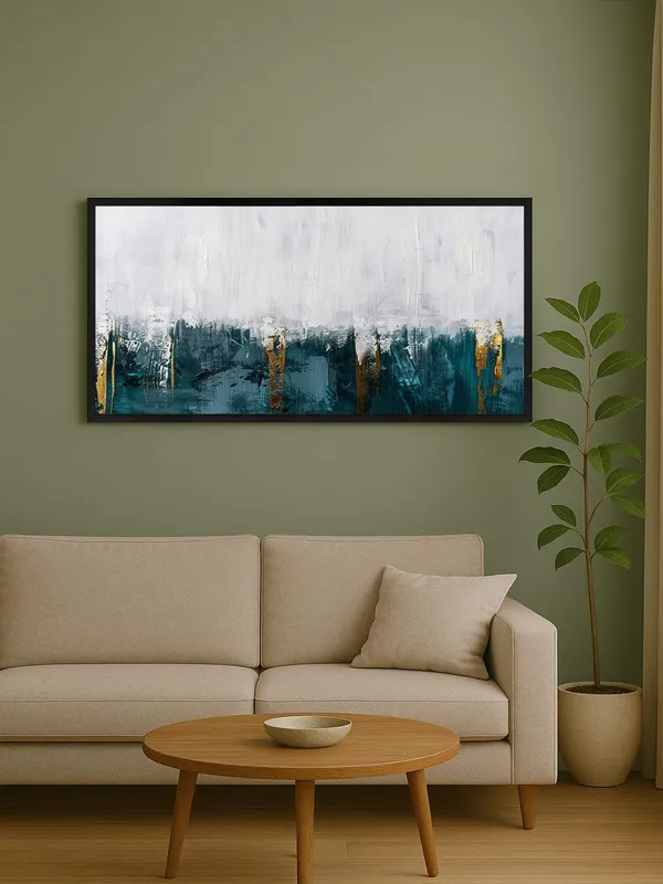 Modern_Abstract_Wall_Art,_Blue_and_Gold_Canvas_Print_with_Black_Frame,_Living_Room_Decor