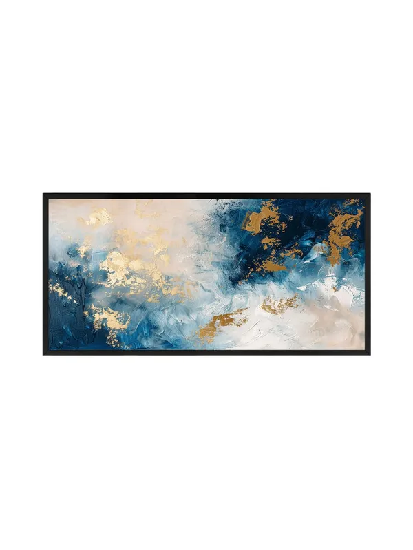 Modern_Abstract_Canvas_Wall_Art,_Blue_and_Gold_Cloud_Design_with_Black_Frame