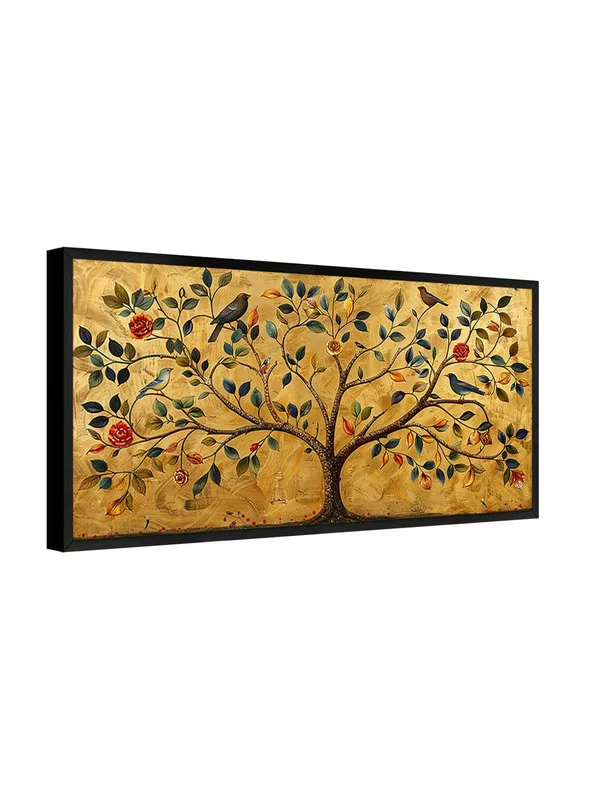 Tree_of_Life_Canvas_Wall_Art,_120_x_60_cm,_Black_Frame,_Golden_Background,_Birds_and_Flowers_Design,_Horizontal_Orientation