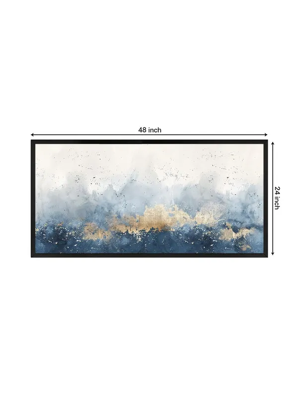 Abstract_Blue_and_Gold_Wall_Art,_Modern_Watercolor_Canvas_Print_with_Black_Frame,_Living_Room_Decor