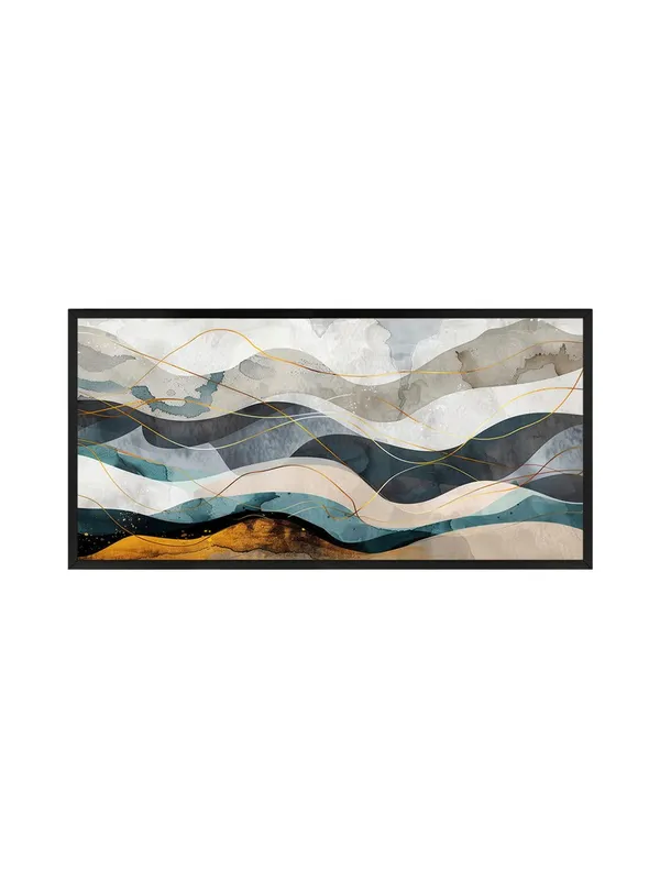 Abstract_Mountain_Landscape_Wall_Art,_Modern_Watercolour_Canvas_Print_with_Gold_Lines,_Black_Frame,_Living_Room_Decor