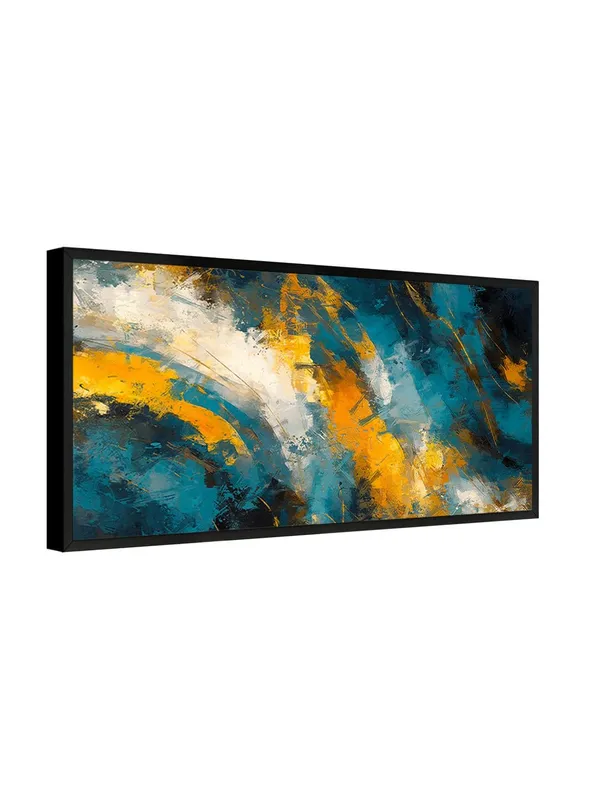 Modern_Abstract_Wall_Art_Canvas_Print,_Blue_and_Orange_Storm_Design,_Black_Frame,_Living_Room_Decor