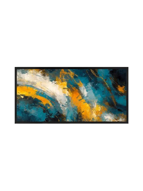 Modern_Abstract_Wall_Art_Canvas_Print,_Blue_and_Orange_Storm_Design,_Black_Frame,_Living_Room_Decor