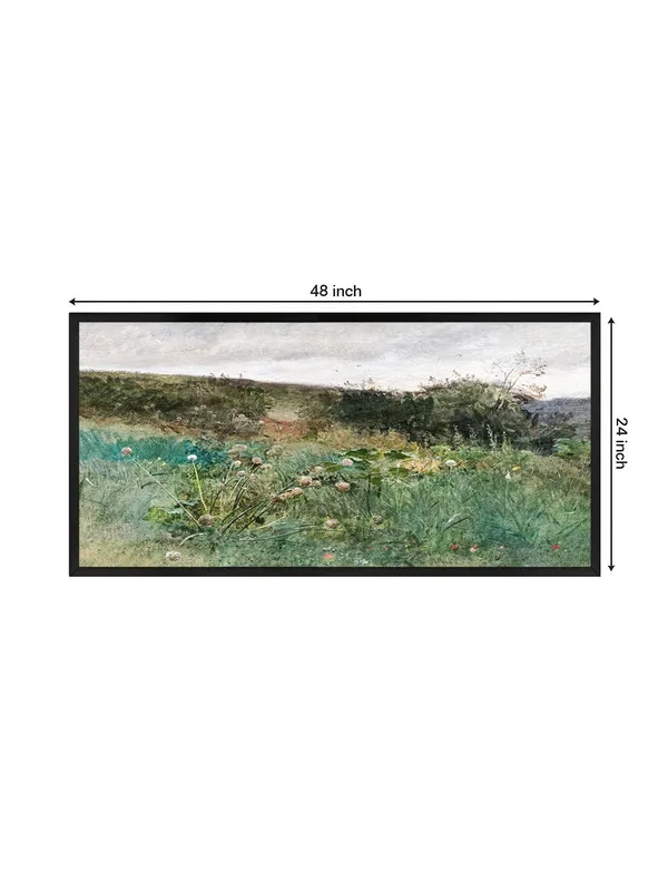 Landscape_Wall_Art_Print,_Meadow_Scene_Canvas_with_Black_Frame,_Large_Living_Room_Decor
