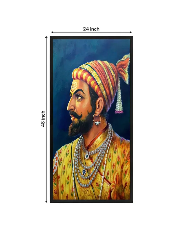 Traditional_Indian_Royal_Portrait_Canvas_Wall_Art,_Black_Frame,_Living_Room_Decor