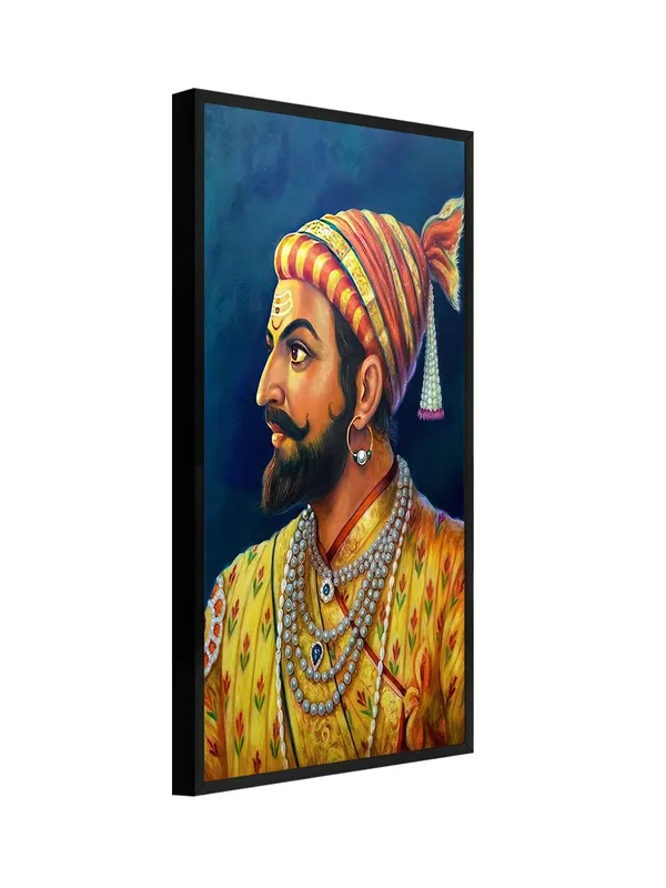 Traditional_Indian_Royal_Portrait_Canvas_Wall_Art,_Black_Frame,_Living_Room_Decor