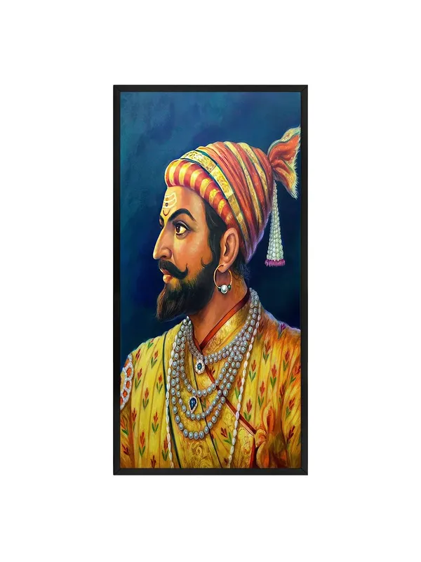 Traditional_Indian_Royal_Portrait_Canvas_Wall_Art,_Black_Frame,_Living_Room_Decor