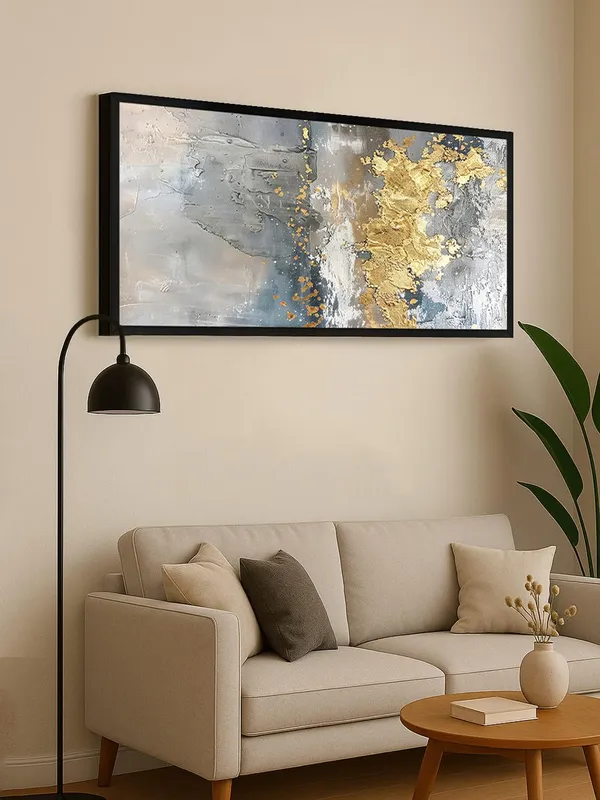 Modern_Abstract_Wall_Art,_Grey_and_Gold_Canvas_Print_with_Black_Frame,_Living_Room_Decor