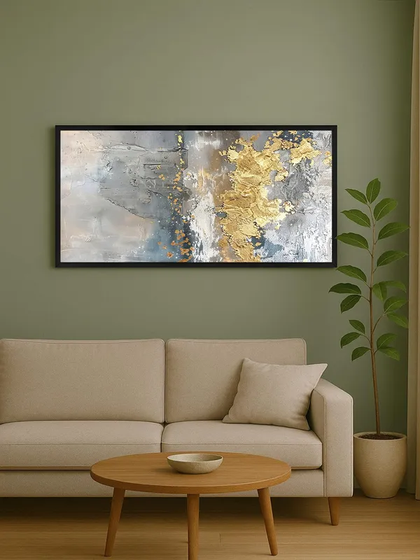 Modern_Abstract_Wall_Art,_Grey_and_Gold_Canvas_Print_with_Black_Frame,_Living_Room_Decor