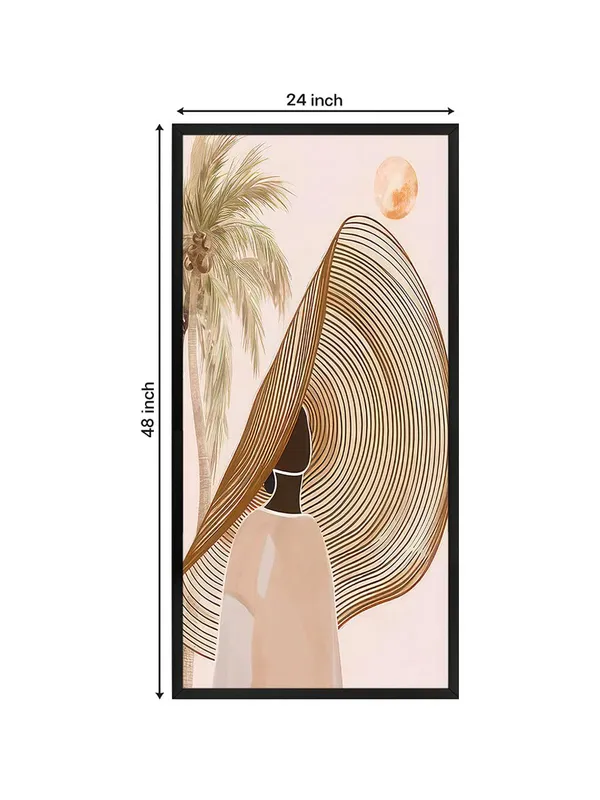 Modern_Abstract_Wall_Art,_Palm_Tree_and_Figure_Print_with_Black_Frame,_Living_Room_Decor