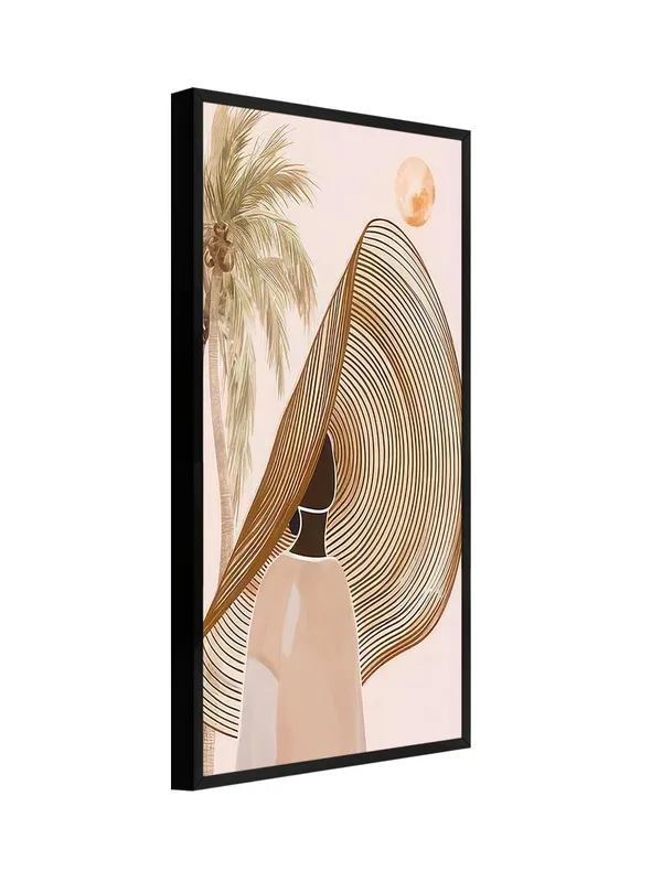 Modern_Abstract_Wall_Art,_Palm_Tree_and_Figure_Print_with_Black_Frame,_Living_Room_Decor