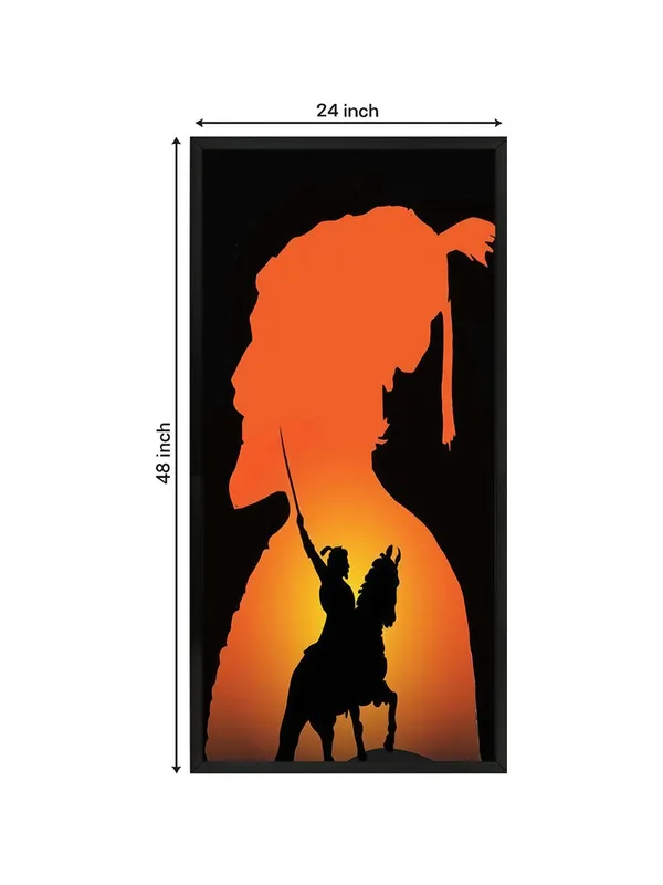 Warrior_Silhouette_Wall_Art_Canvas,_Sunset_Orange_and_Black,_Modern_Living_Room_Decor