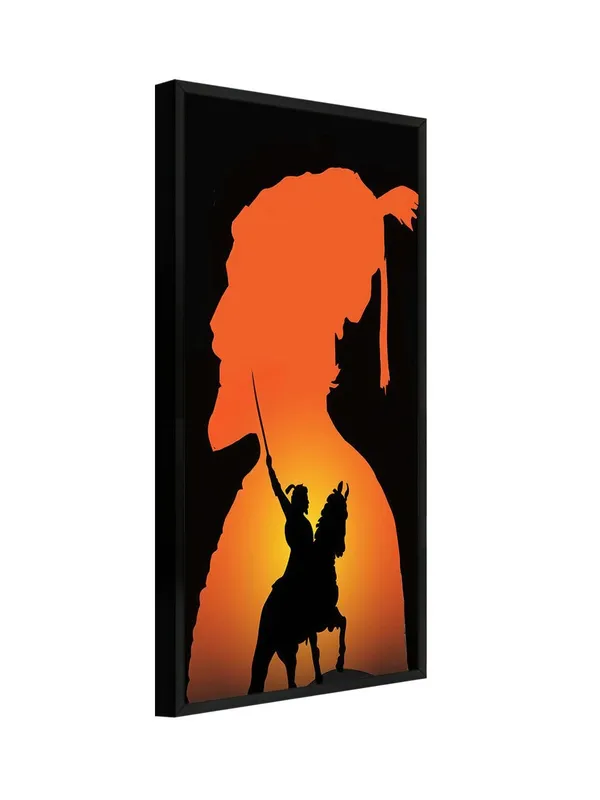 Warrior_Silhouette_Wall_Art_Canvas,_Sunset_Orange_and_Black,_Modern_Living_Room_Decor