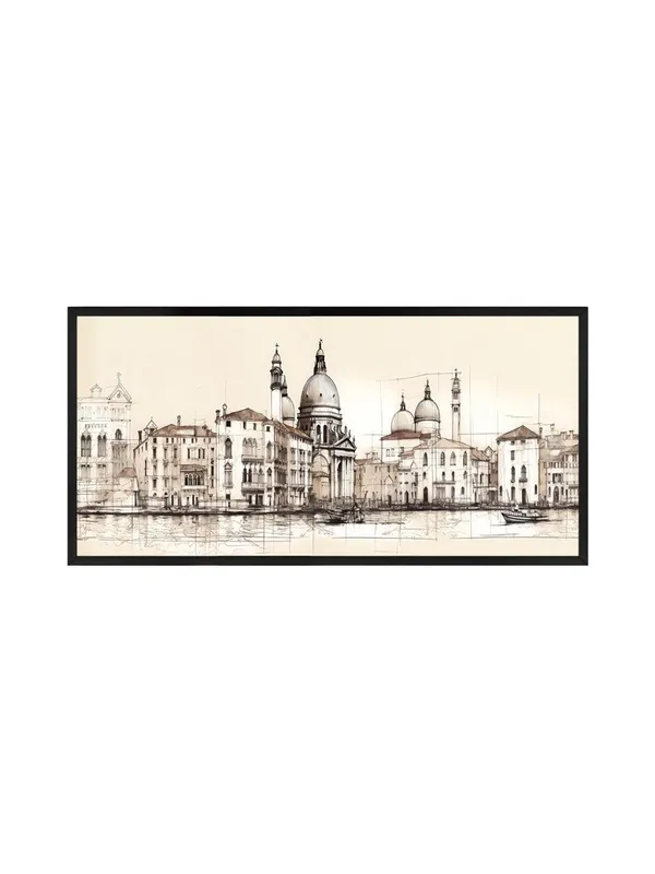 Venice_Cityscape_Sketch_Wall_Art,_Black_and_White_Canvas_Print,_Large_Framed_Artwork_for_Living_Room