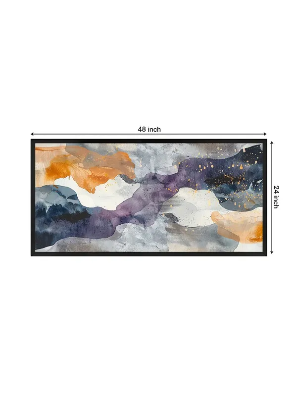 Abstract_Watercolor_Wall_Art,_Modern_Cloud_Design_Canvas_Print_with_Navy_Blue_and_Orange,_Black_Frame