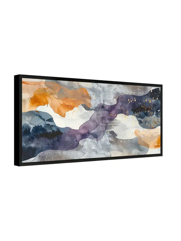 Abstract_Watercolor_Wall_Art,_Modern_Cloud_Design_Canvas_Print_with_Navy_Blue_and_Orange,_Black_Frame