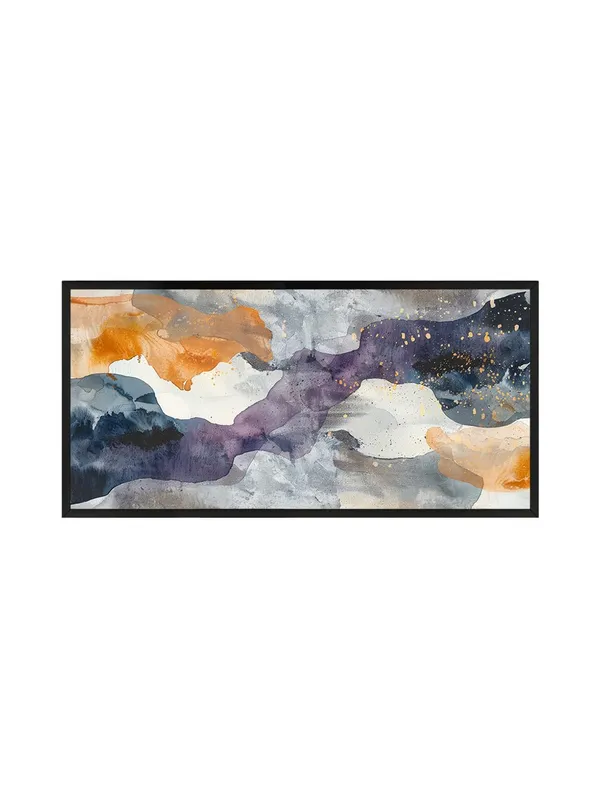Abstract_Watercolor_Wall_Art,_Modern_Cloud_Design_Canvas_Print_with_Navy_Blue_and_Orange,_Black_Frame