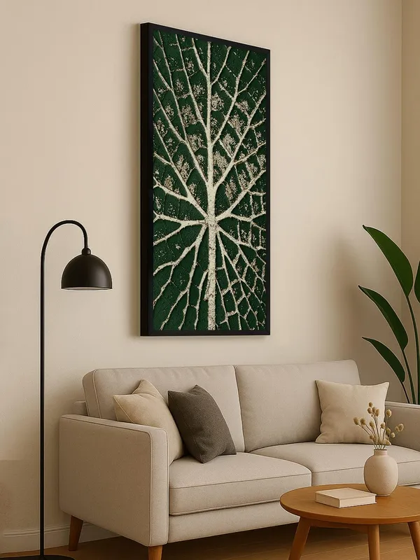 Modern_Abstract_Tree_Wall_Art,_Green_and_White_Canvas_Print,_Black_Frame,_Living_Room_Decor