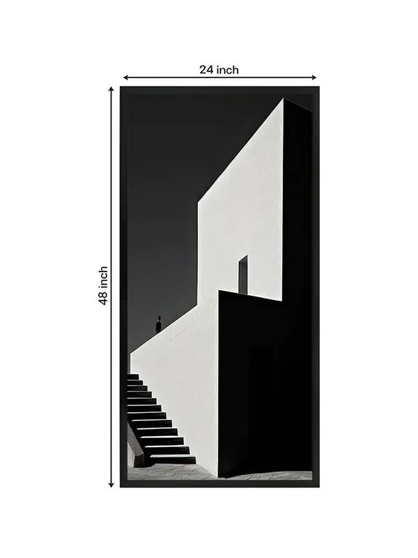 Modern_Minimalist_Black_and_White_Staircase_Wall_Art,_Framed_Canvas_Print_for_Living_Room_Decor