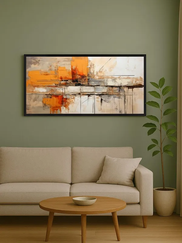 Modern_Abstract_Wall_Art_Canvas,_Orange_and_Grey_Painting,_Large_Living_Room_Decor_with_Black_Frame