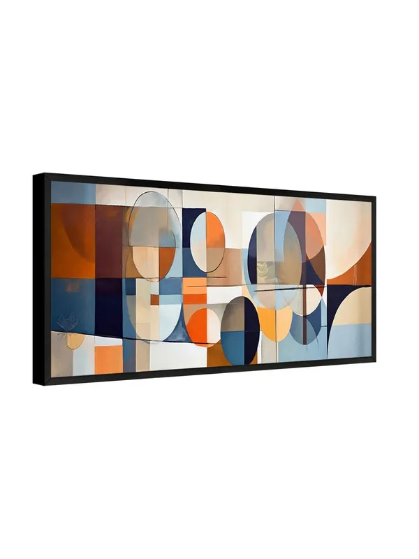 Modern_Abstract_Wall_Art_Canvas_Print,_Geometric_Pattern_in_Blue_Orange,_Black_Frame,_Living_Room_Decor
