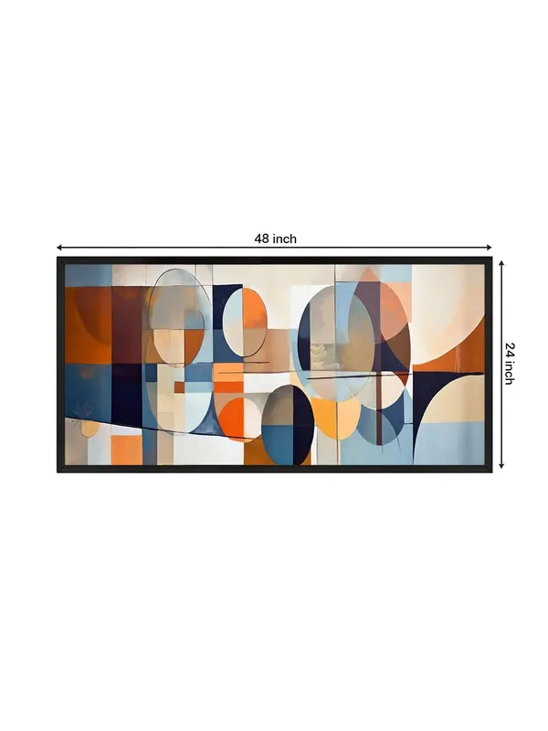 Modern_Abstract_Wall_Art_Canvas_Print,_Geometric_Pattern_in_Blue_Orange,_Black_Frame,_Living_Room_Decor
