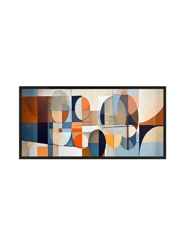 Modern_Abstract_Wall_Art_Canvas_Print,_Geometric_Pattern_in_Blue_Orange,_Black_Frame,_Living_Room_Decor