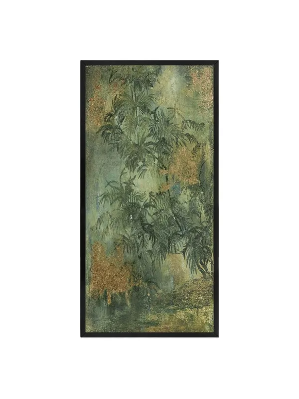 Tropical_Palm_Leaves_Wall_Art,_Black_Frame,_Green_and_Gold_Canvas_Print,_Living_Room_Decor