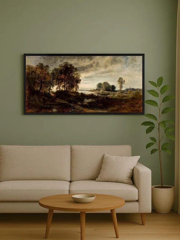 Classic_Landscape_Wall_Art_Print,_Black_Frame,_Nature_Scene_Canvas_for_Living_Room_Decor