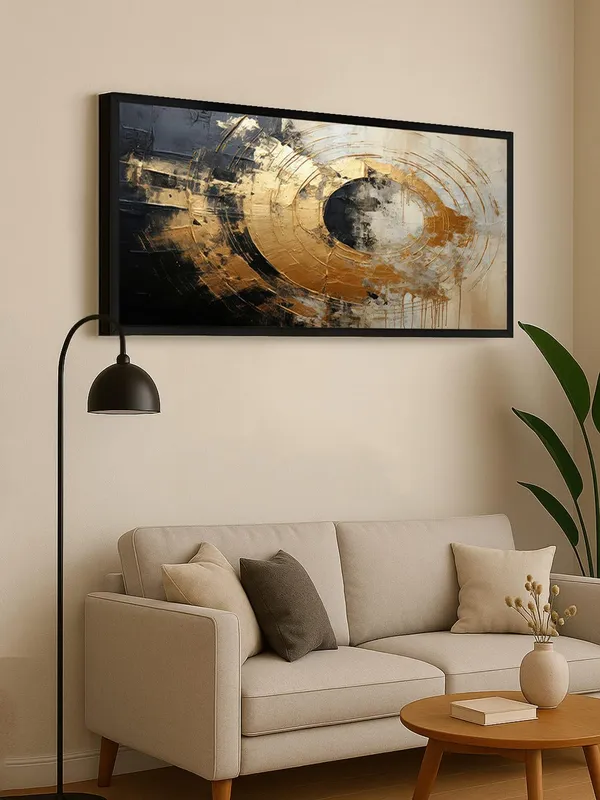 Modern_Abstract_Wall_Art_Canvas,_Black_and_Gold_Circular_Design,_Large_Living_Room_Decor,_Framed