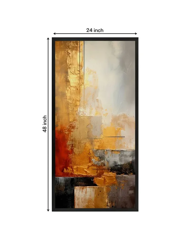 Modern_Abstract_Canvas_Wall_Art,_Orange_and_Grey_Textured_Painting,_120_x_60_cm,_Black_Frame